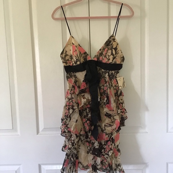 Milly silk ruffled floral dress Sz 8 - Picture 1 of 7